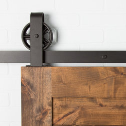 Artisan Top Mount Flat Track Hardware Kit in Oil Rubbed Bronze - Barn Door Hardware