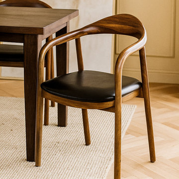 Walnut & Leather Dining Chair Studio for Elevated Dining and Workspaces