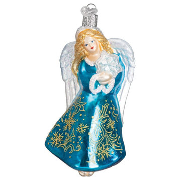 Old World Christmas Glistening Snowflake Angel Glass Blown Ornament
