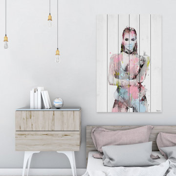 "Ready for the Beach" Painting Print on White Wood
