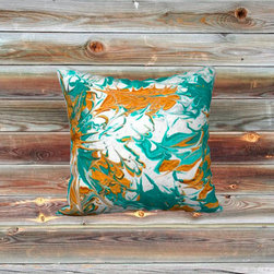 18x18 Pillow Collection - Teal Leaves - Decorative Accents
