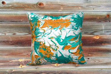 18x18 Pillow Collection - Teal Leaves