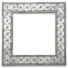 Carrara White Marble Basketweave Mosaic Border Gray Dots Honed 4x12, 1 sheet