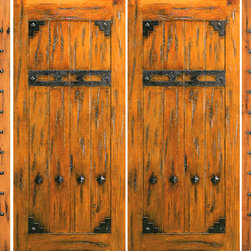 Knotty Alder Exterior Prehung Double Door with Two Sidelites - Front Doors