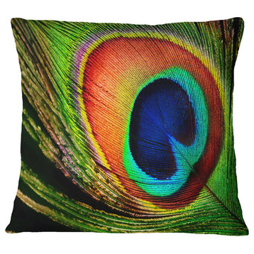Peacock Feather Photography Throw Pillow, 16"x16"