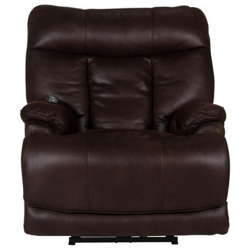 Osborne Power Lay Flat Recliner with Heat & Massage in Brown Polyester Fabric