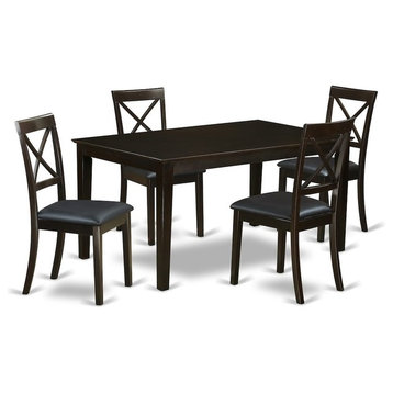 5-Piece Dining Room Set, Top Dining Table And 4 Leather Dining Chairs