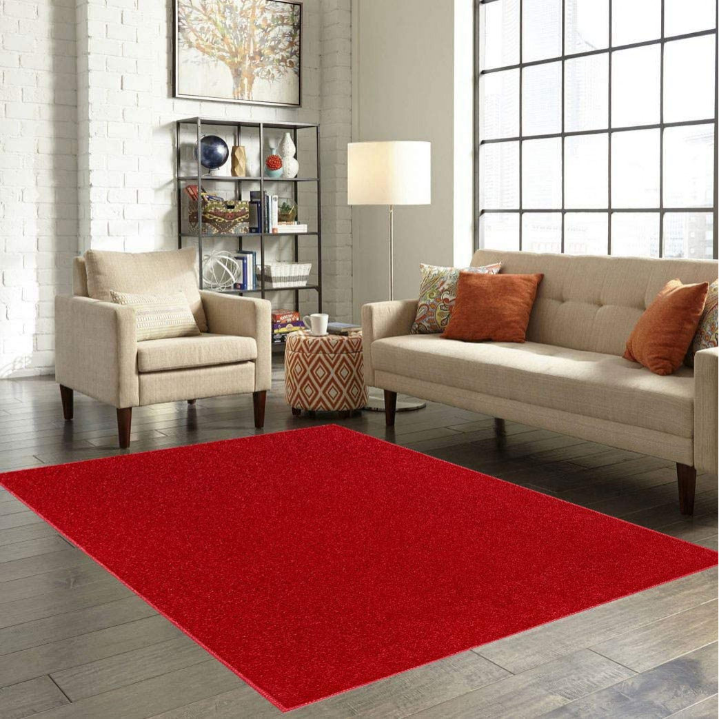 Home Queen Kids Solid Color Area Rugs, Red, 20