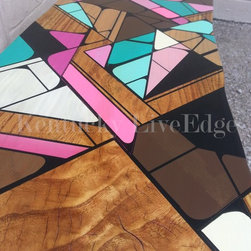 Geometric Painted Live Edge Coffee Table - Coffee Tables