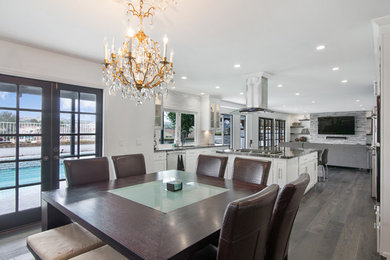 Inspiration for a mid-sized modern dark wood floor kitchen/dining room combo remodel in Orange County