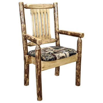 Montana Woodworks Glacier Country Solid Pine Wood Captain's Chair in Brown