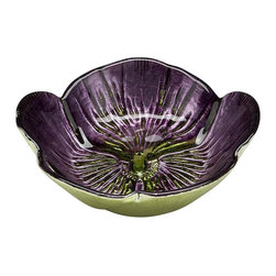 belle & June - Pansy Bowl Purple Green-Set of 4 - Dining Bowls