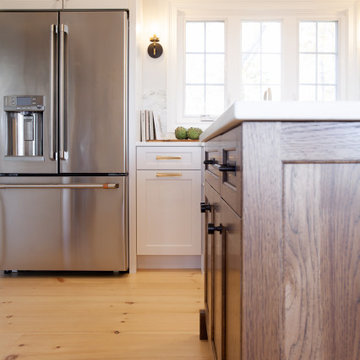 Simsbury Transitional Kitchen with Hickory Island