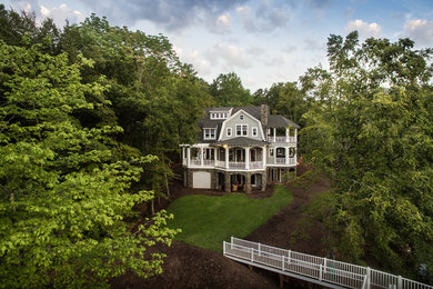 Inspiration for a coastal exterior home remodel in Raleigh