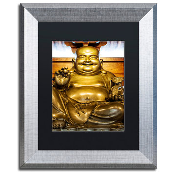 Philippe Hugonnard 'Gold Buddha' Art, Silver Frame, Black Matte, 14"x11"