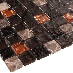 Glossy and Matte Black Fire Rock Square Stones Porcelain Mosaic Tiles - Home Accessories & Decor