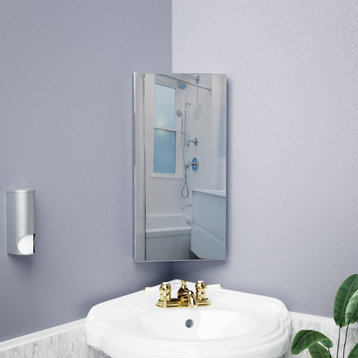 Bathroom Wall Mount Corner Medicine Cabinet Brushed Stainless Steel with Mirror