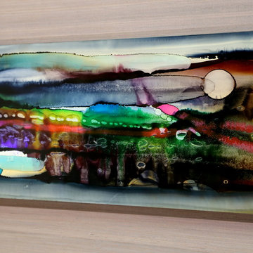 Twilight in Space - Colorful Modern Metal Wall Art, Unique Abstract Painting