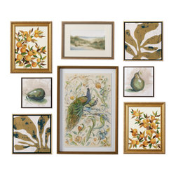 Peacock Sernade Gallery Wall Set of Eight - Artwork