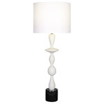 Uttermost - Uttermost Inverse White Marble Table Lamp - A Modern Black And White Table Lamp Executed In A Rich Material Made Of Granulated Marble That Accurately Replicates The Look Of Thassos Marble, Displayed On A Thick Black Marble Foot. The Lamp Is Complimented By A Round Hardback Shade In White Fabric.