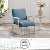 Rustic Manor Gian Armchair Upholstered, Light Blue and Cream Linen