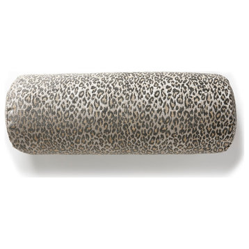 Leopard Bolster Pillow, Castle Gray, 21" X 7"