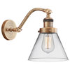 Cone 8" 1-Light 8" Sconce, LED, Brushed Brass/Clear