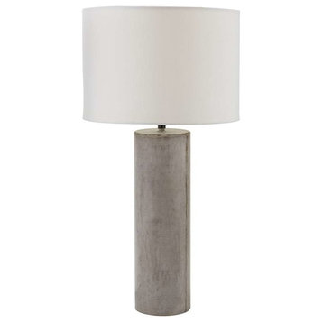Grey Wax Cubix Round Lamp - Concrete