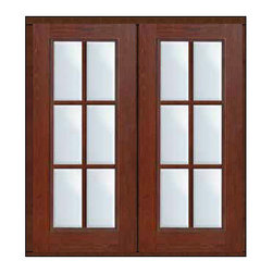 Prehung Patio Double Door 80 Fiberglass 6 Lite Full Lite SDL Glass - Patio Doors
