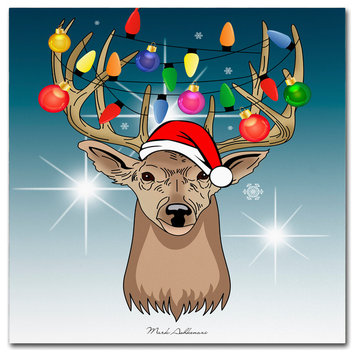 Mark Ashkenazi 'Christmas Deer 2' Canvas Art, 35"x35"