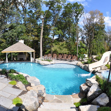 Custom Free Form Pool with Swim Up Bar
