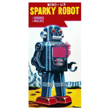 "Sparky Robot" Digital Paper Print by Retrobot, 14"x26"
