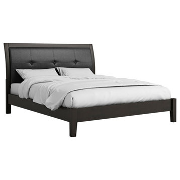 Furniture of America Muscett Solid Wood Tufted Cal King Platform Bed in Espresso