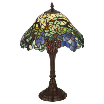 Meyda Tiffany 125093 Spiral Grape 1 Light Accent Table Lamp - Mahogany Bronze