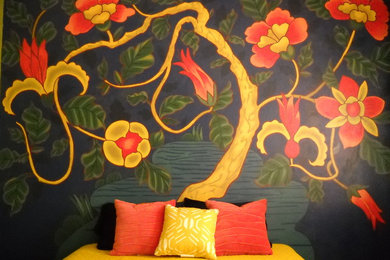 Modern floral bedroom mural