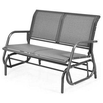 Costway 48'' Outdoor Patio Swing Glider Bench Chair Loveseat Rocker Grey