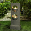 Cement Pedestal Two Tier Bowl Outdoor Fountain
