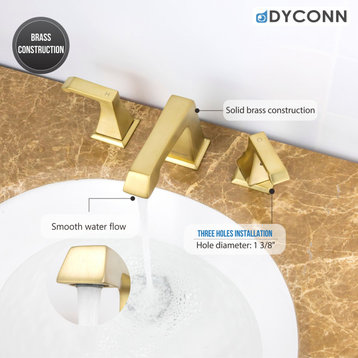 Dyconn Faucet Widespread Bathroom Faucet, Brass
