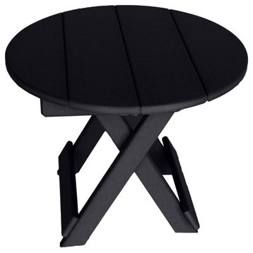 Phat Tommy Round Folding Side Table, Black