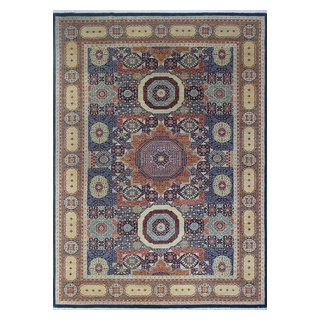 Yousafi Mamlouk Obiada Blue/Rust Rug, 9'10x13'9, 9'10 x 13'9 ...