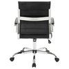 Benmar Mid-Back Swivel Leather Office Chair With Chrome Base, Black