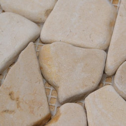 GIALLO TROPEZ tumbled 12"x12" wave mesh mosaic - Tile
