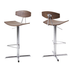 Anna Adjustable Barstools with Walnut Veneer Seat & Back - Bar Stools and Kitchen Stools