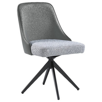 Coaster Upholstered Faux Leather Swivel Dining Chairs in Gray
