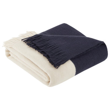 INK+IVY Stockholm Color Block Faux Cashmere Throw, Navy