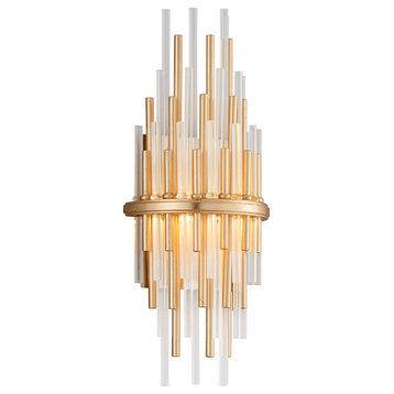 Corbett Theory 1-LT Wall Sconce Short 238-11 - Gold Leaf W Polished Stainless