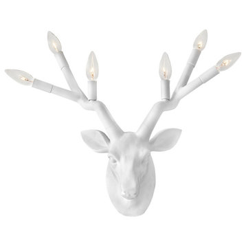 Stag 6 Light Wall Sconce, Chalk White