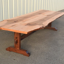 Live Edge Curly Maple Dining Table with Walnut Base - Dining Tables
