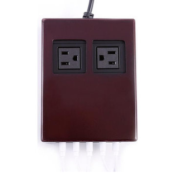 Power Hub 5 USB + 2 AC Charging Station, High Gloss Cherry, No Short Cords