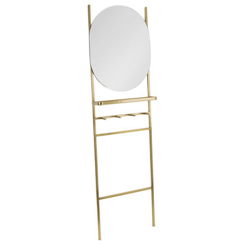 Noka Mirror Leaning Ladder, Gold 18x5x67